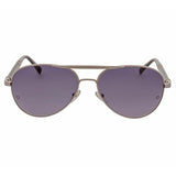 Mont Blanc Silver Frame Aviator Sunglasses For Men In Silver & Brown