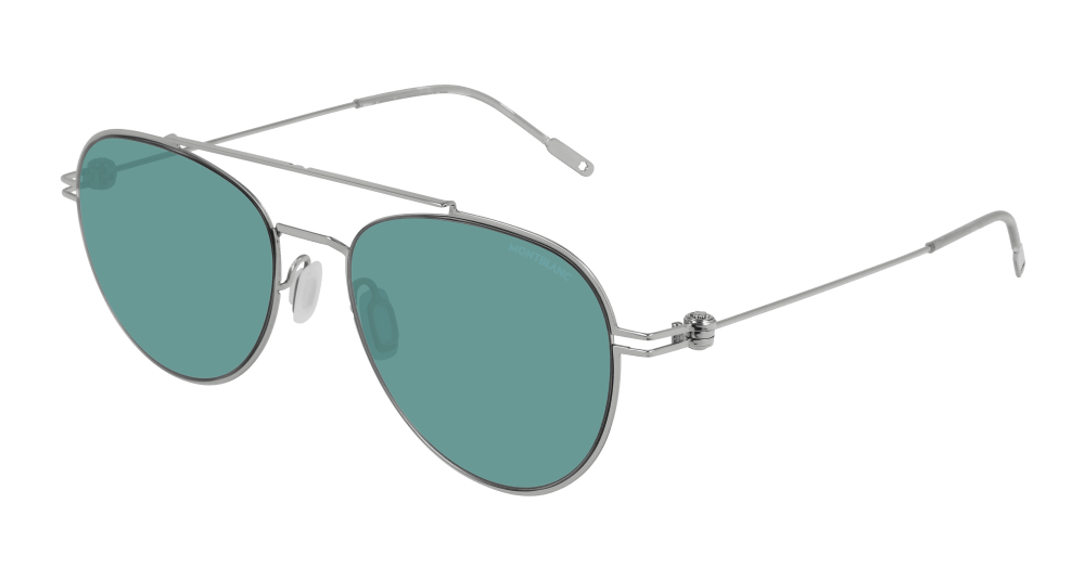 Montblanc Sunglass Unisex Silver Green MB0001S-010