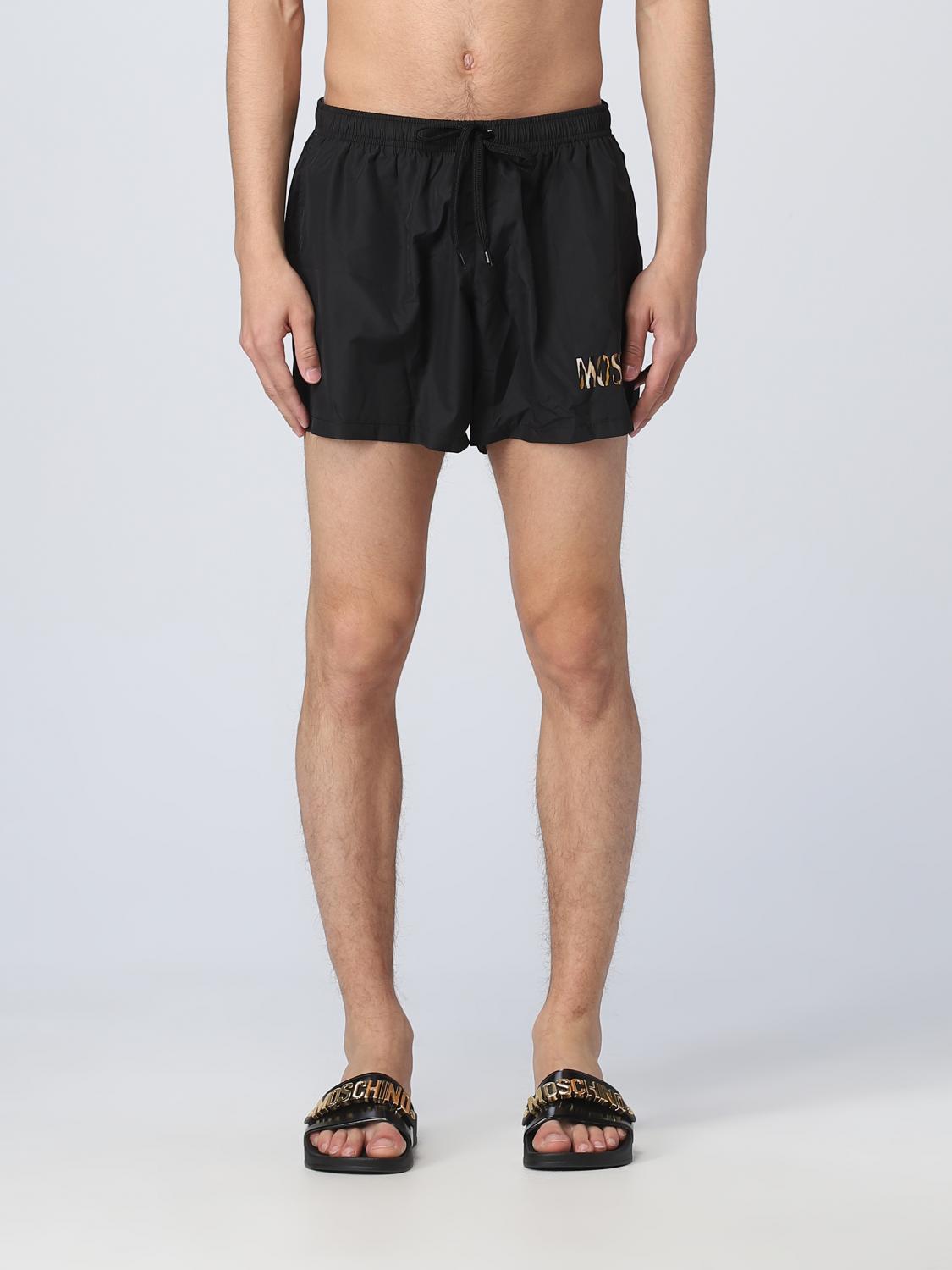 Moschino Mens Logo Print Swim Shorts In Black