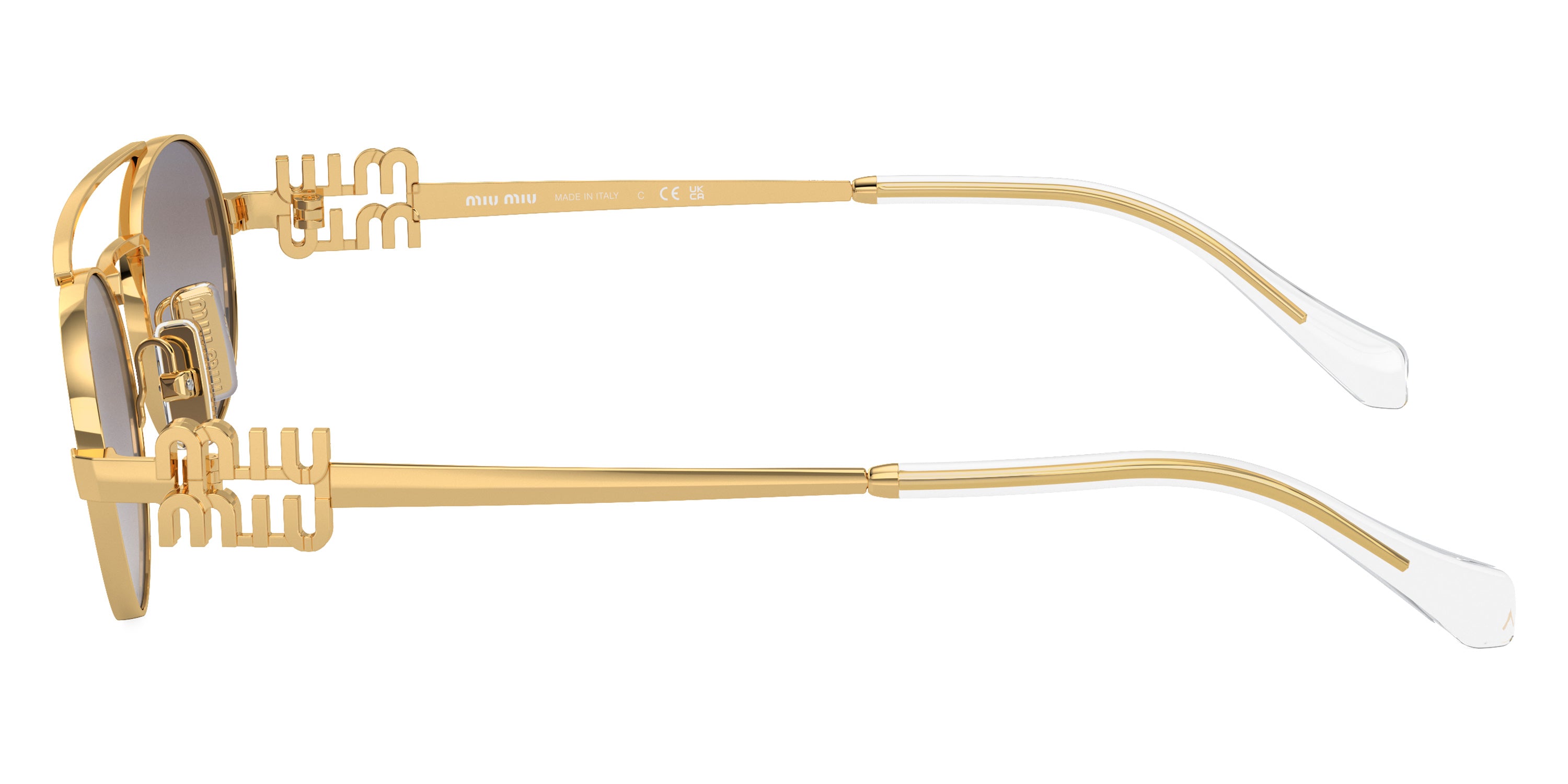 Miu Miu Womens Logo Sunglasses In Gold