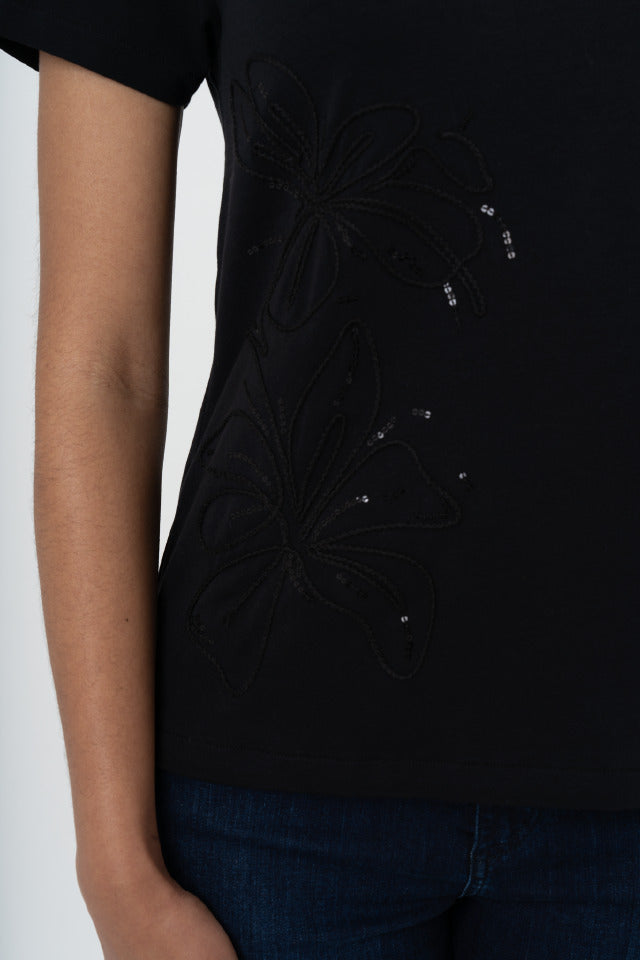 Polo Womens Bella Embroidered T-Shirt In Black