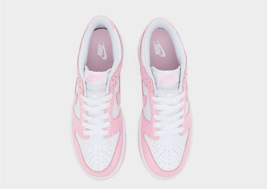 Nike Womens Dunk Low Youth Sneakers In White/Medium Soft Pink