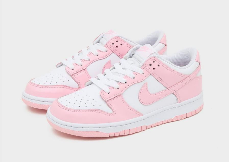 Nike Womens Dunk Low Youth Sneakers In White/Medium Soft Pink