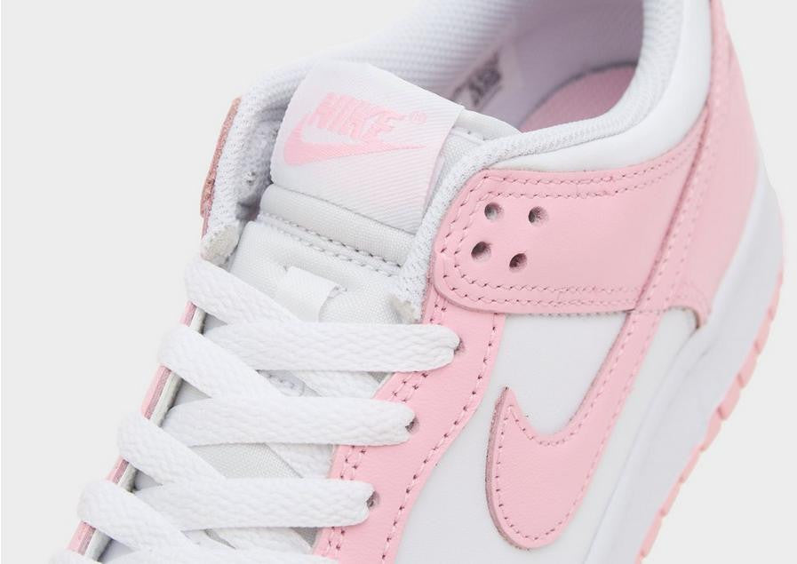 Nike Womens Dunk Low Youth Sneakers In White/Medium Soft Pink