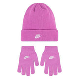 Nike Girls Futura Beanie And Glove Set In Sweet Beet