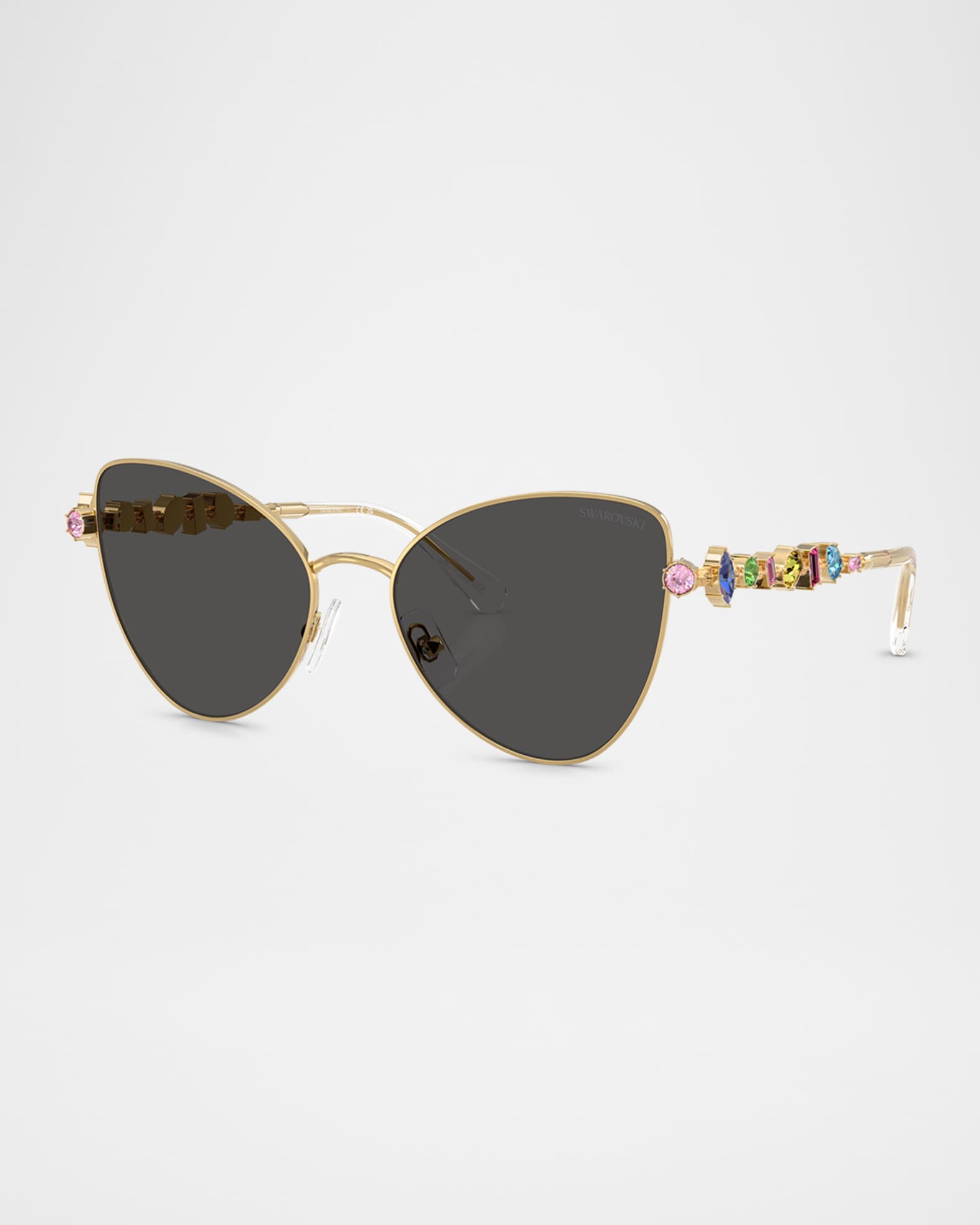 Swarovski Womens Butterfly Crystalized Sunglasses In Gold