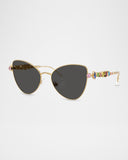 Swarovski Womens Butterfly Crystalized Sunglasses In Gold