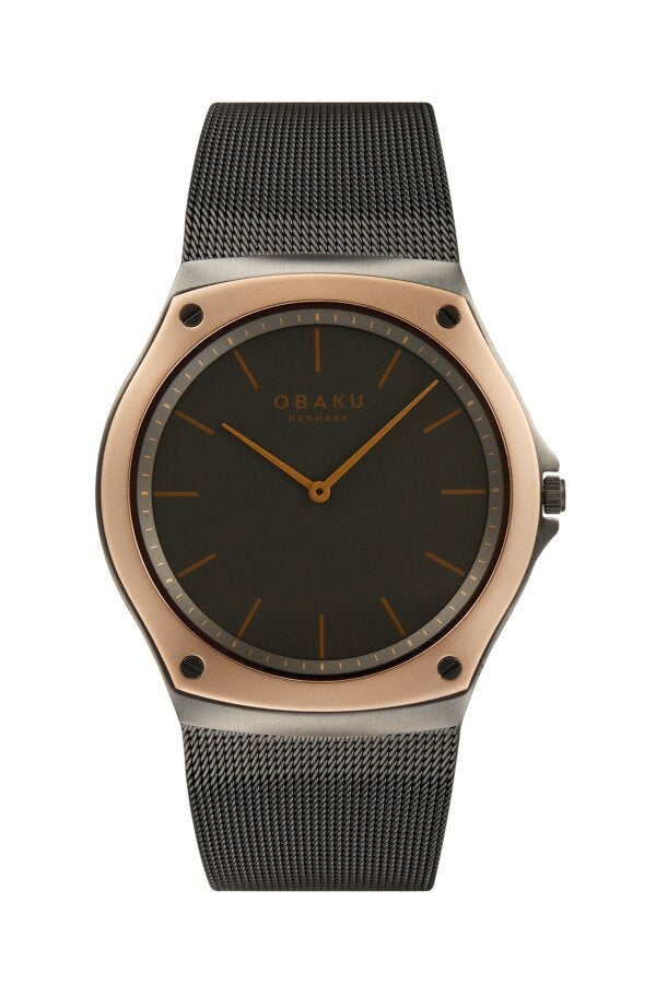 Obaku Ladies Lagen Lille Quartz Two-Tone Mesh Bracelet Watch In Brown