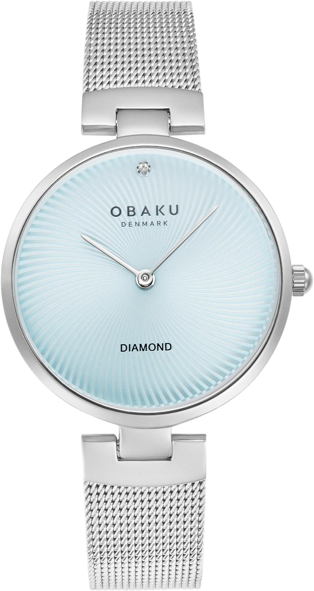 Obaku Ladies Diamant Quartz Diamond Stainless Steel Mesh Watch In Blue