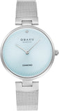 Obaku Ladies Diamant Quartz Diamond Stainless Steel Mesh Watch In Blue