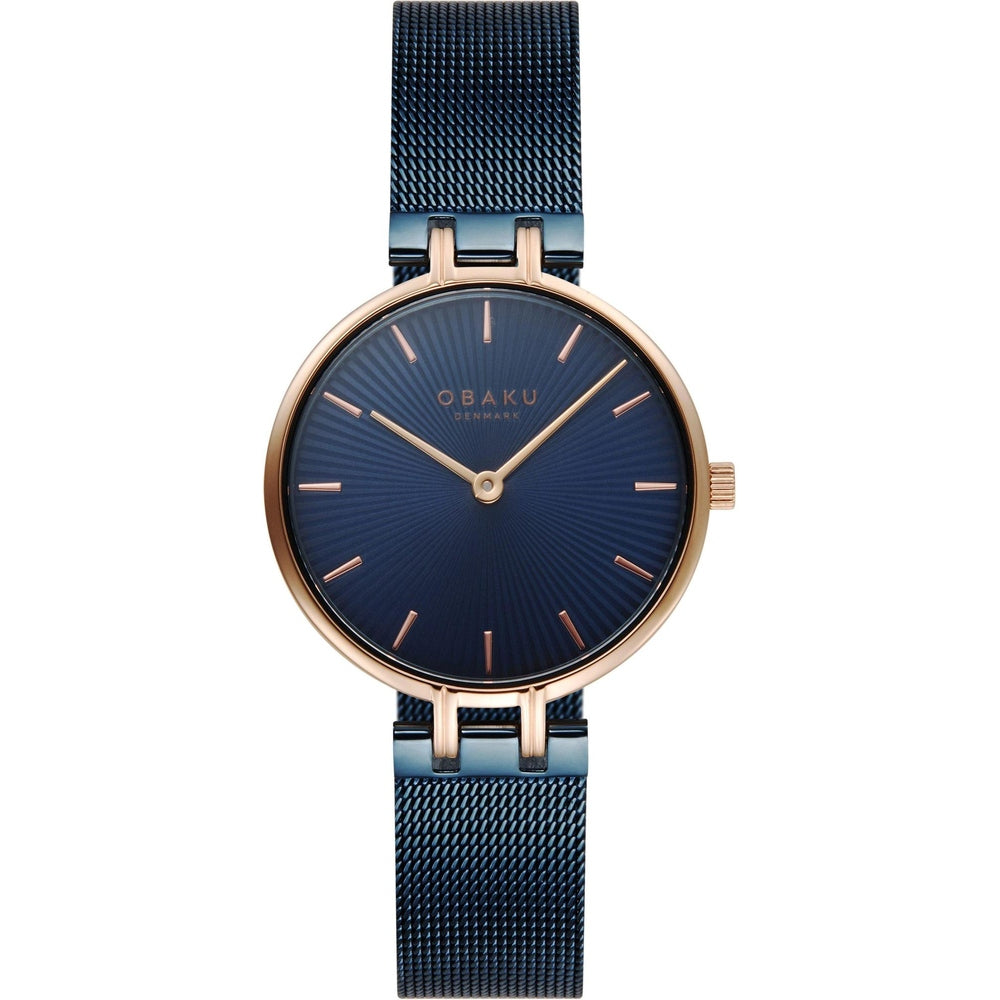 Obaku Womens Panel Ocean Watch In Blue/Gold/Blue Dial
