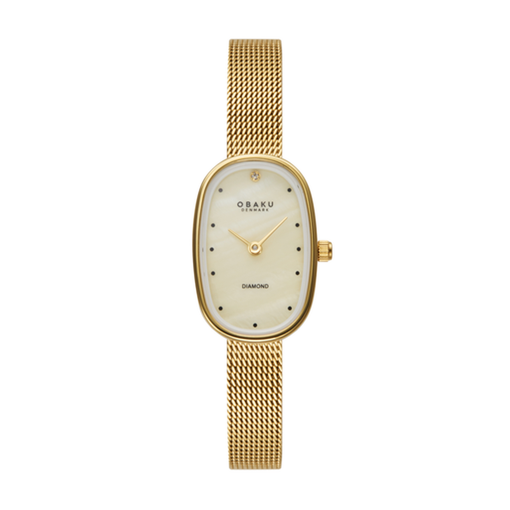 Obaku Womens Flamme Watch In Gold/Yellow Dial