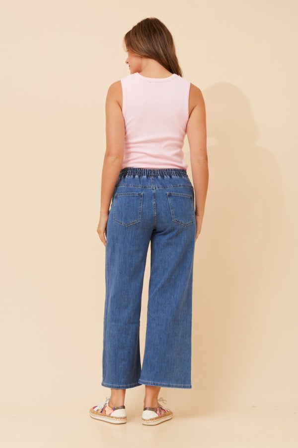 Stella Morgan Womens High Waist Elasicated Jeans In Mid Wash