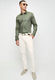 Polo Mens Essential Sateen Long Sleeves Shirt In Green