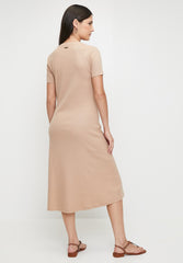 Polo Wmn Lucy Ss Casual Rib Dress Camel