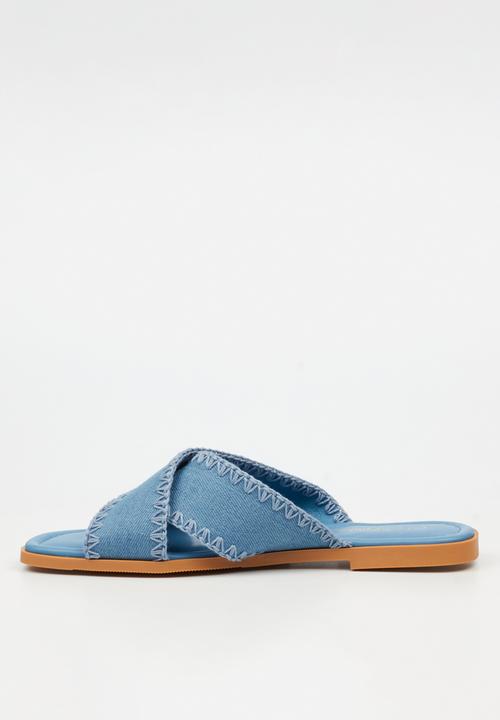 Miss Black Ladies Cream 2 Sandals In Blue