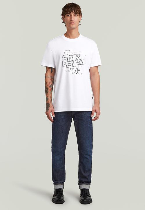 G-Star Raw Mens White Hd Print R T-Shirt