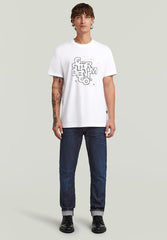 G-Star Raw Mens White Hd Print R T-Shirt