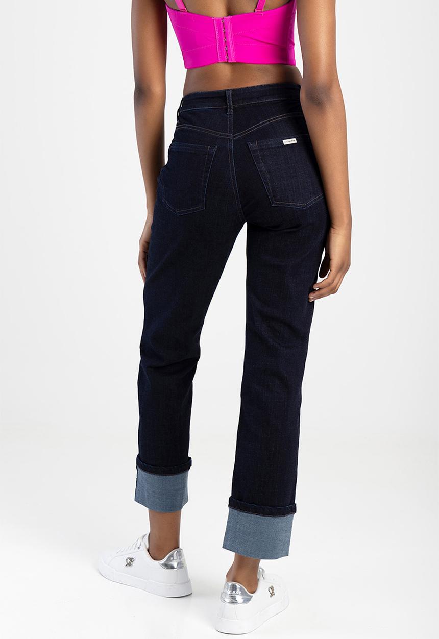 Sissy Boy Womens Loreal Mid-Waist Straight Leg Jeans In Dark Vinatge