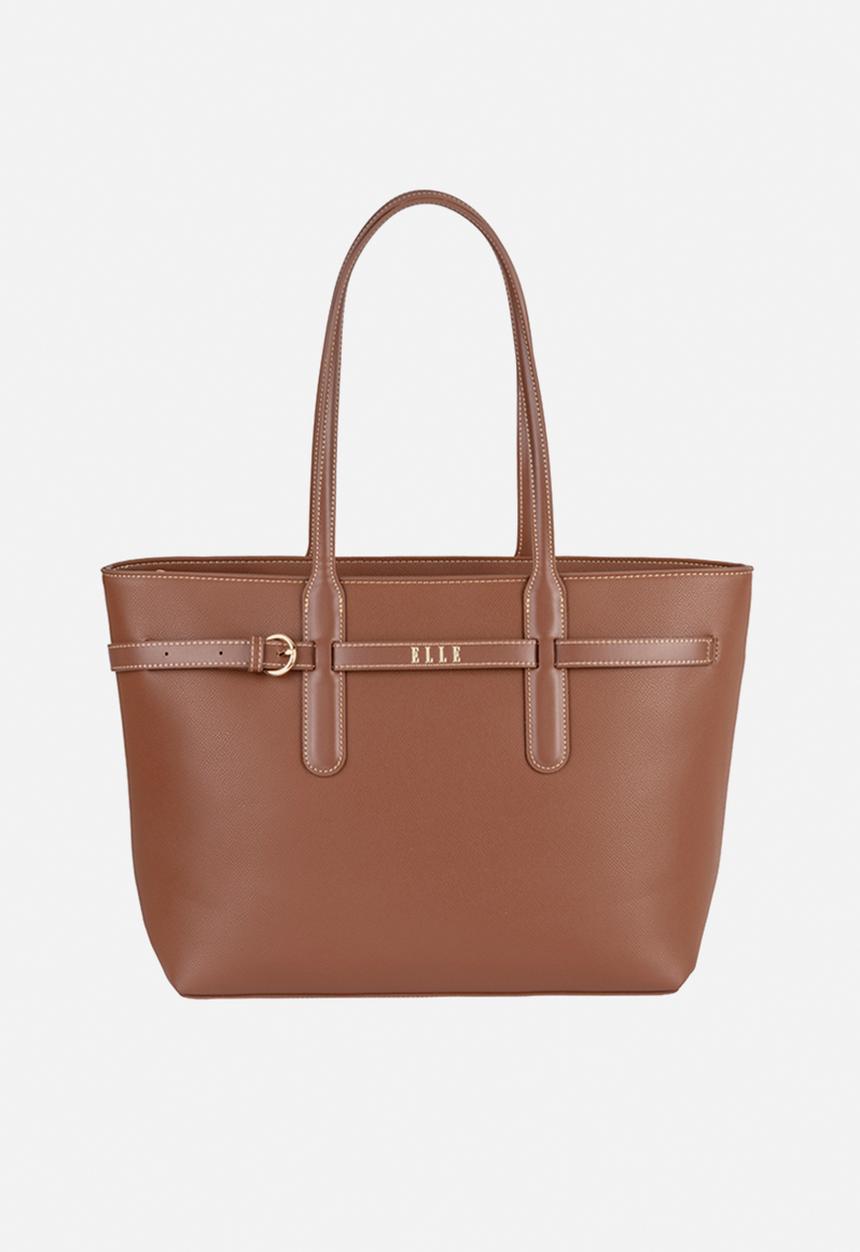 Elle Belt Buckle Tote Bag In Tan