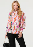 Stella Morgan Full Sleeve Printed Blouse In Multi Pink