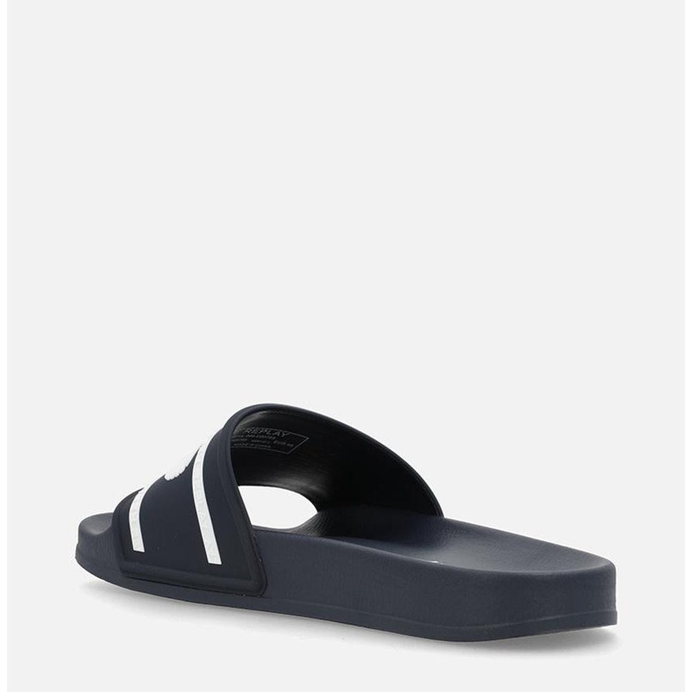 Replay Mens Up Graven Slides In Navy & White