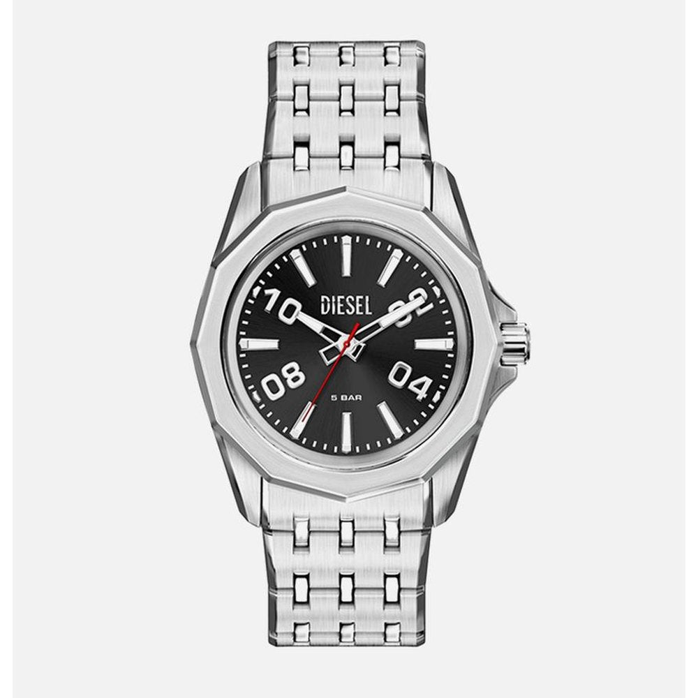 Diesel Mens Stinger 3 Hand Steel Watch In Silver