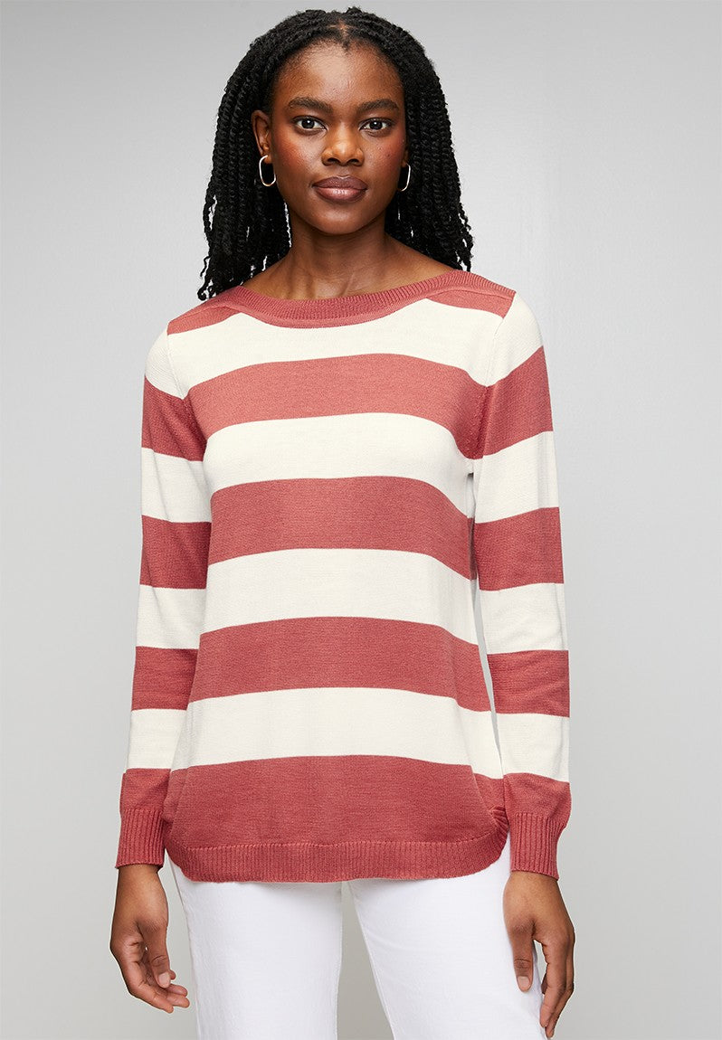 Stella Morgan Long Sleeve Boat Neck Wool Blend Sweater In Rosewood