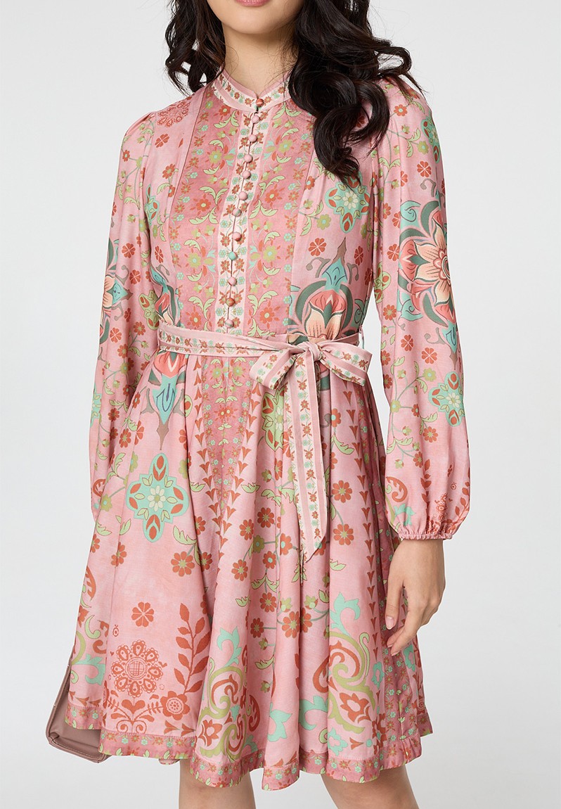 Stella Morgan Short Sleeve Button Through A-Line Maxi Dress In Rust