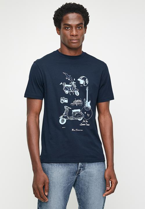 Ben Sherman W78235 Sketched Mod Zone Tee Shirt Navy