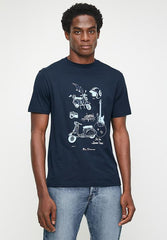 Ben Sherman W78235 Sketched Mod Zone Tee Shirt Navy