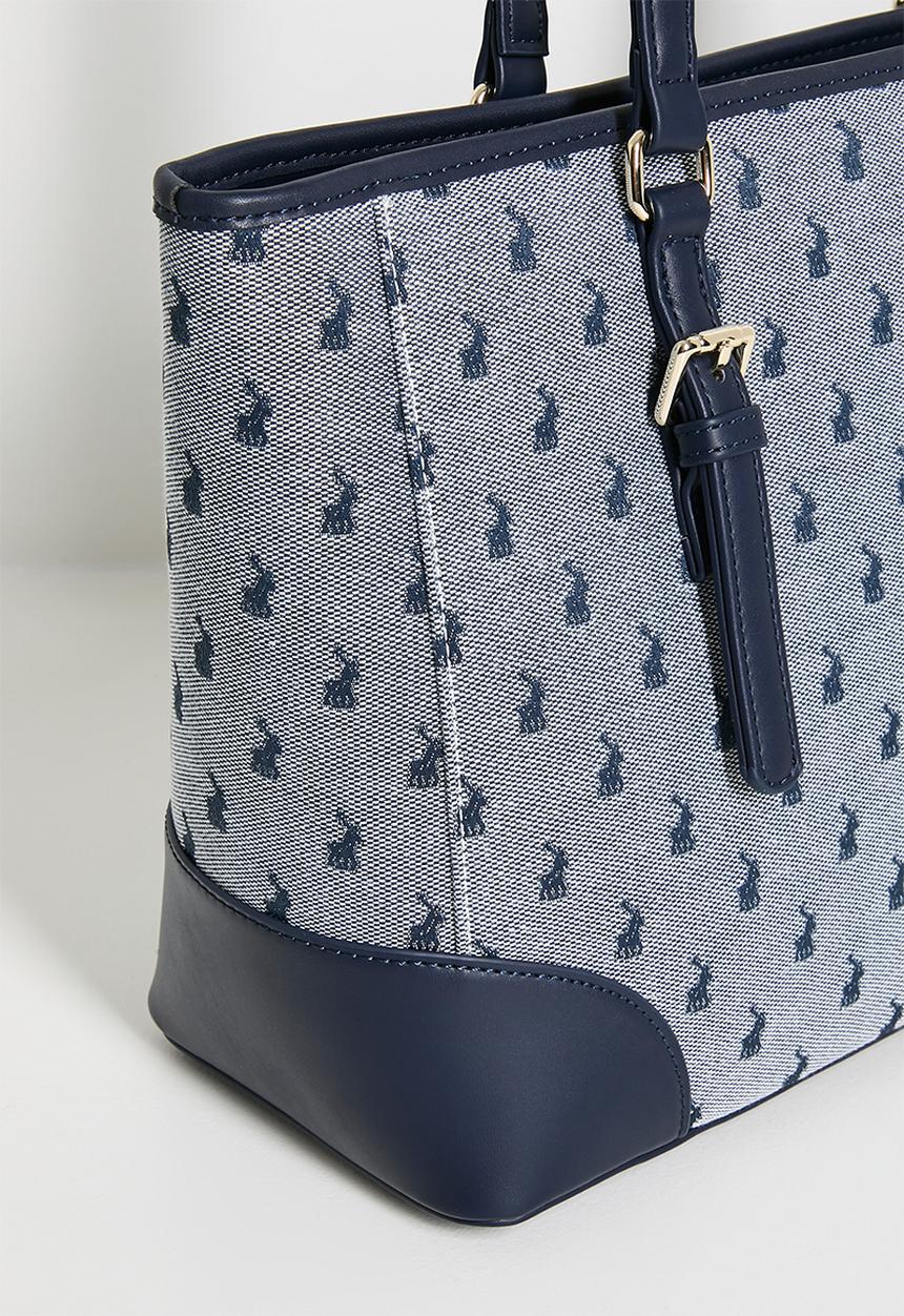 Polo Jacquard Medium Market Tote In Navy