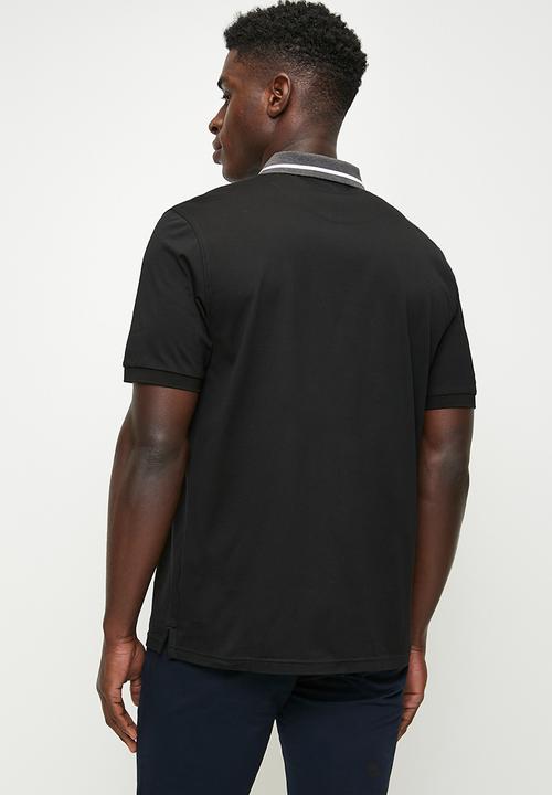 Pringle James Jacquard Collar Golfer Black