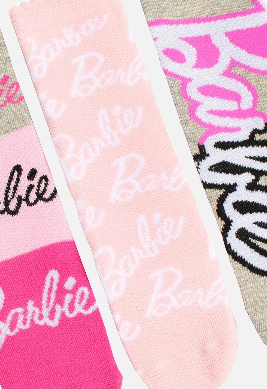 Girls 3 Pack Anklet Socks Barbie Pink 6 - 8 1/2 Years