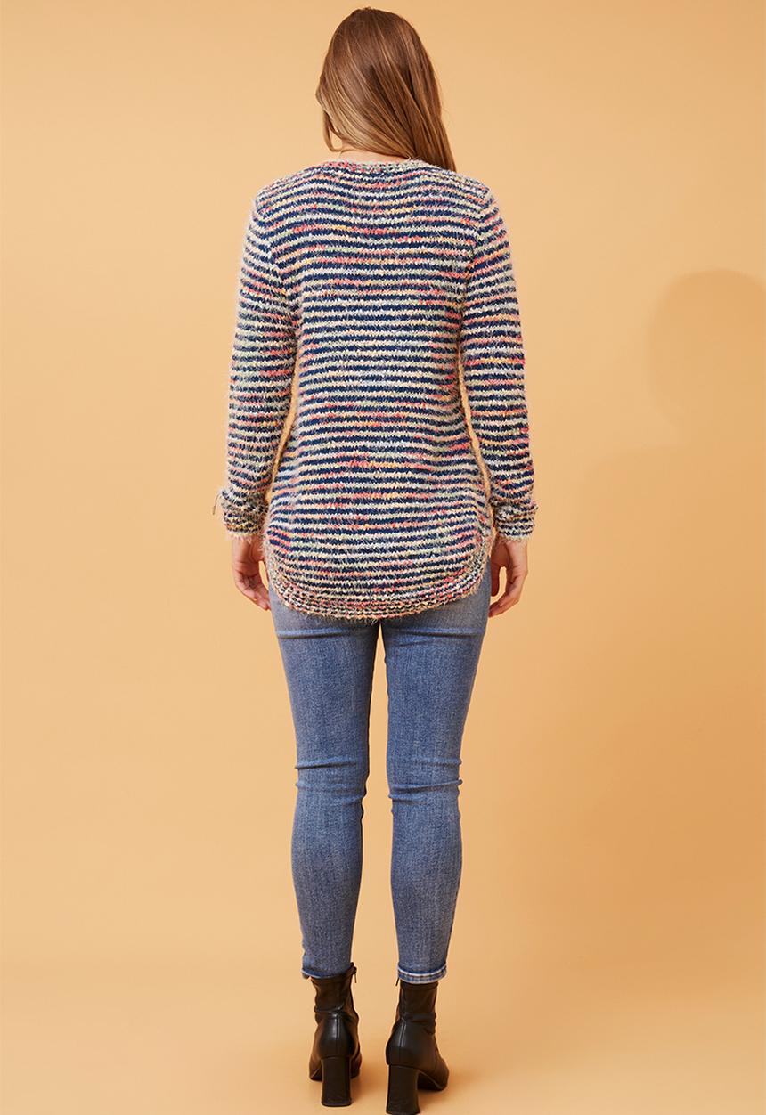 Stella Morgan Womens Crew Neck Stripped Sweater In Multi