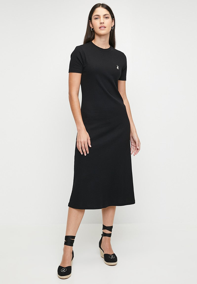 Polo Wmn Lucy Ss Casual Rib Dress Black