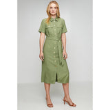 Izabel London Daisy Linen Dress In Khaki