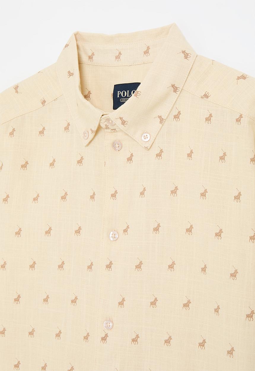 Polo Boys Jude Monogram Short Sleeve Shirt In Sand