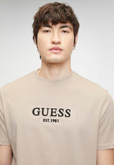 Guess Mens Ss Logo Tee Stone