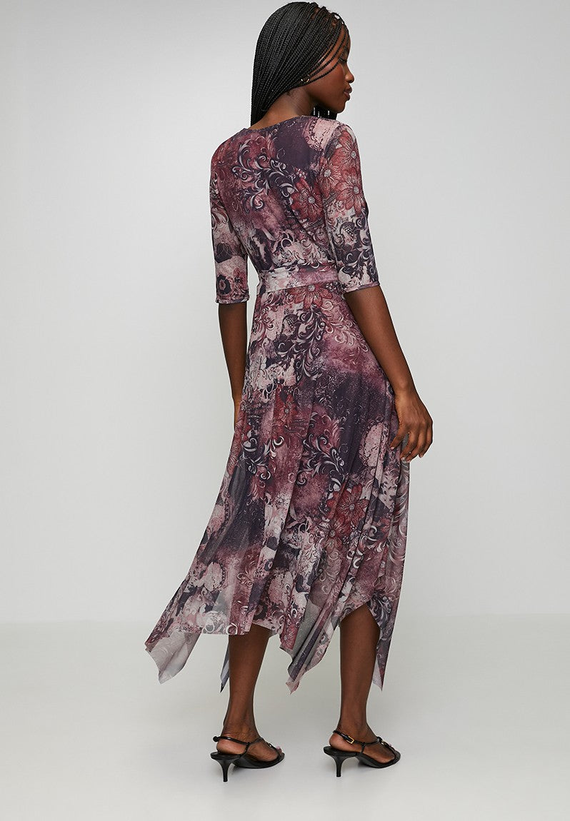 Stella Morgan Half Sleeve V-Neck Crossover In Burgundy