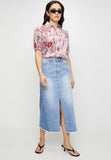 Stella Morgan Mid Waist Maxi Denim Skirt In Denim