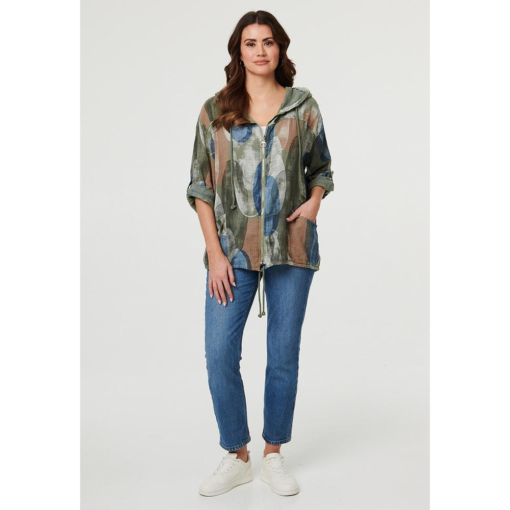 Izabel London Ladies Hooded Blouse In Khaki
