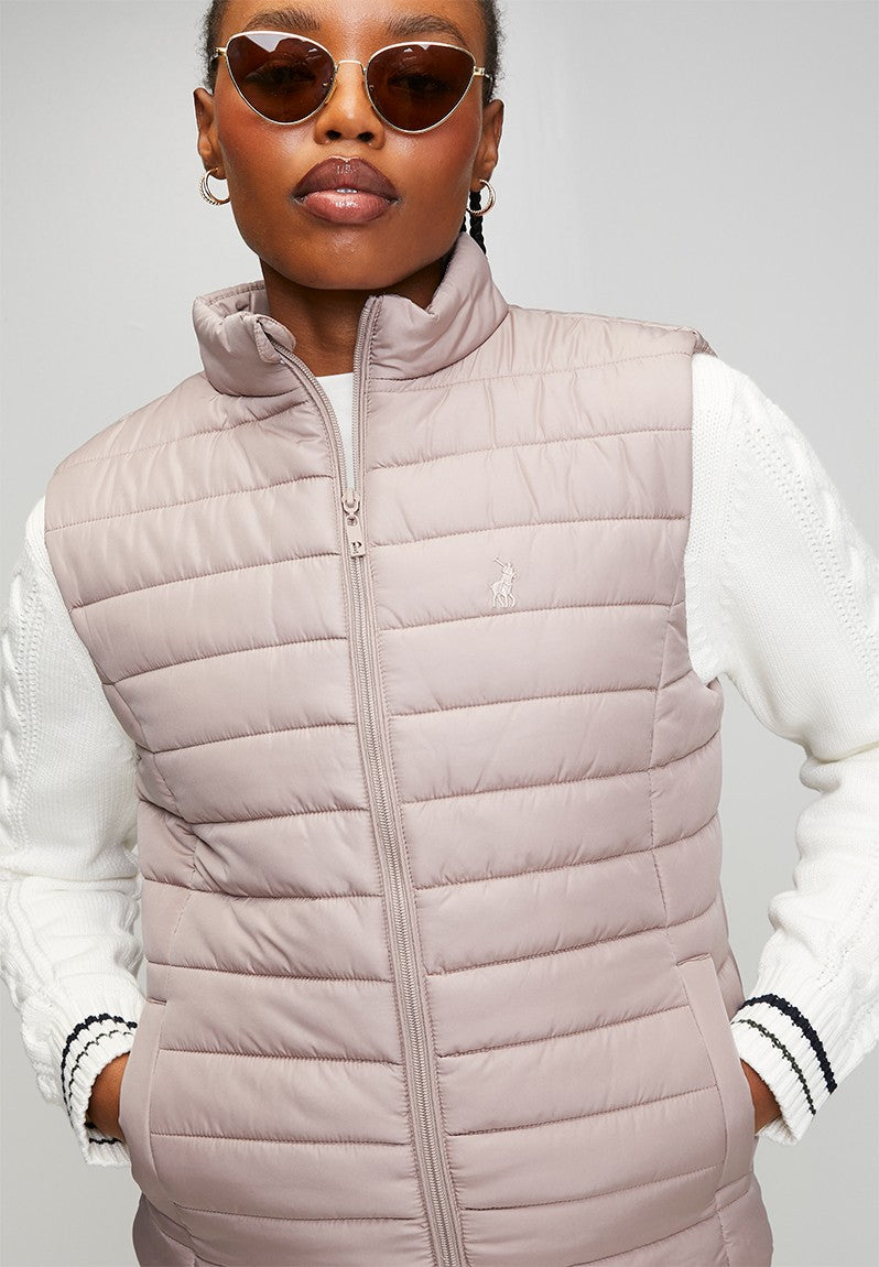 Polo Womens Bailey Sleeveless Puffer Jacket In Rose Taupe