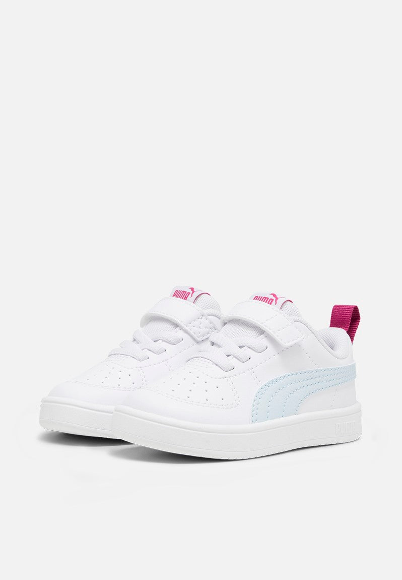 Puma Kids Rickie Ac+ Inf Shoes In White & Icy Blue