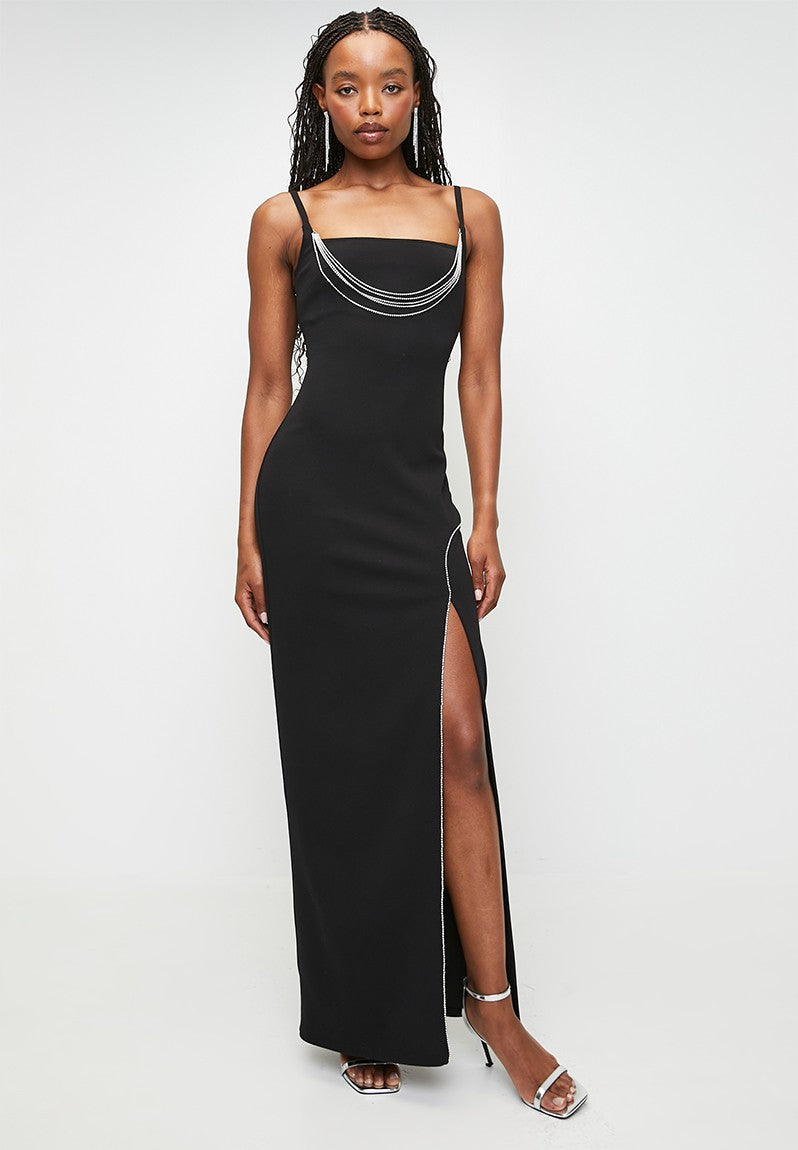 Sissy boy Womens Maxi dress With a Straight Neckline In Black