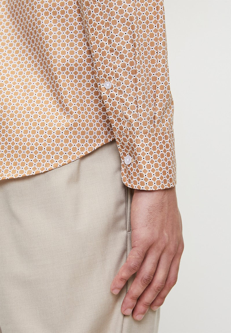 Polo Geometric Printed Shirts For Men In Camel