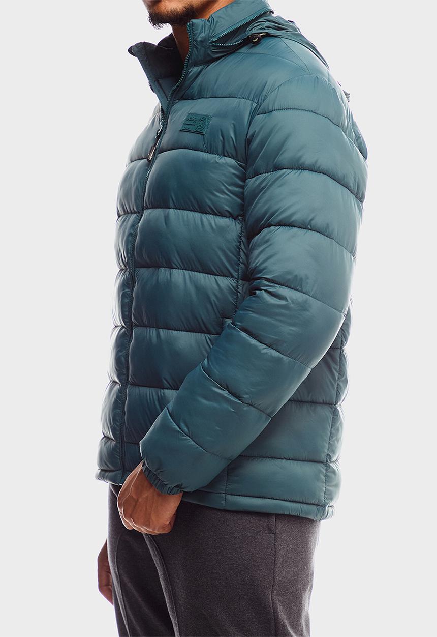 Jeep Mens Core Long Sleeve Puffer Jacket In Green