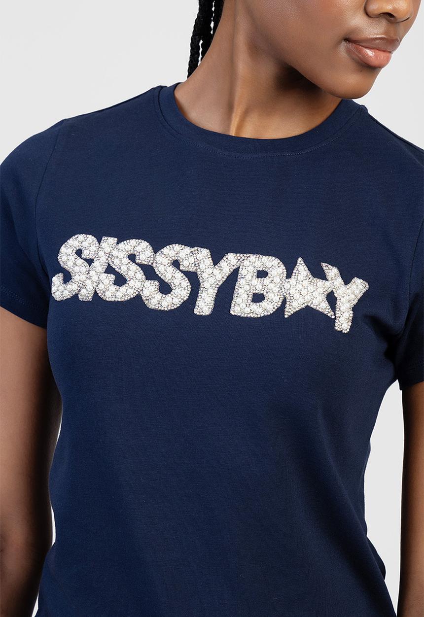 Sissy boy Ladies Star Girl Regular T-Shirt In Navy