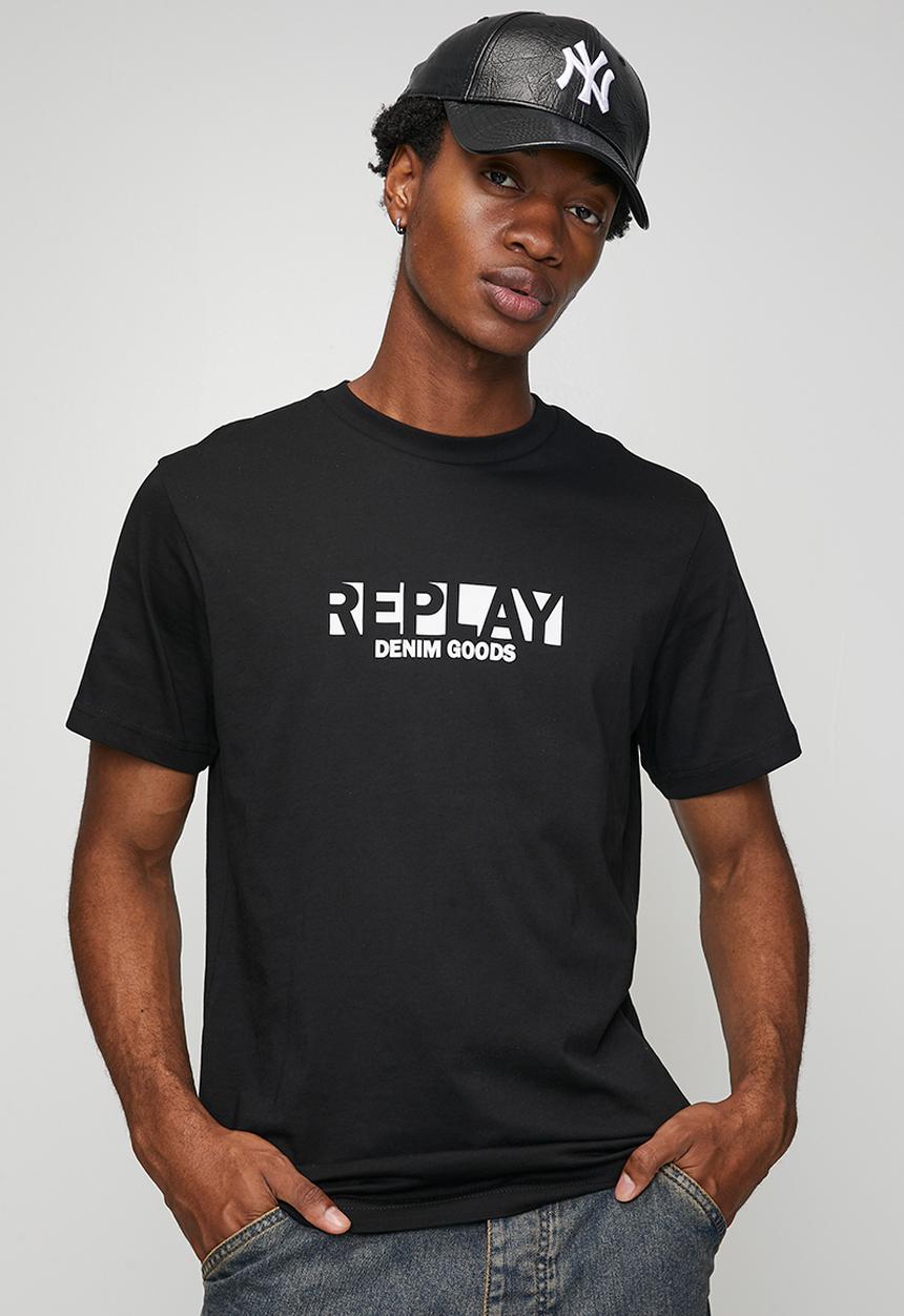 Replay Mens Basic Logo T-shirt In Black