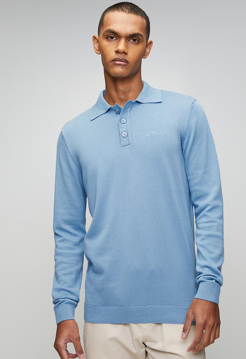 Ben Sherman Knit Sportshirt In Blue